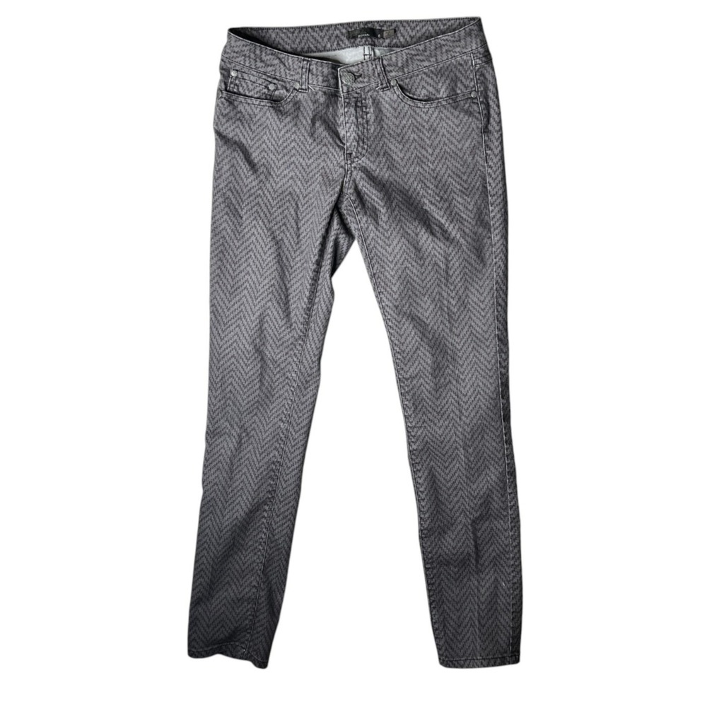 PrAna Kara Jeans Women Size 6 Gray Chevron Pattern Skinny Low Rise Stretch 30x31